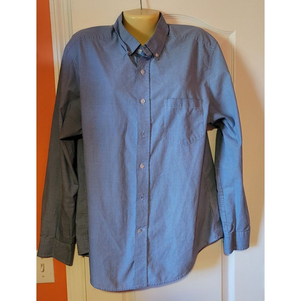 George Men's Large Blue Long‎ Sleeve Button Up Shirt